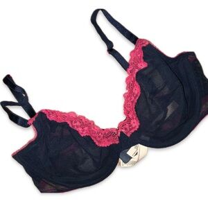 Victoria’s Secret Tease unlined Demi bra Noir Navy 38DD NWOT